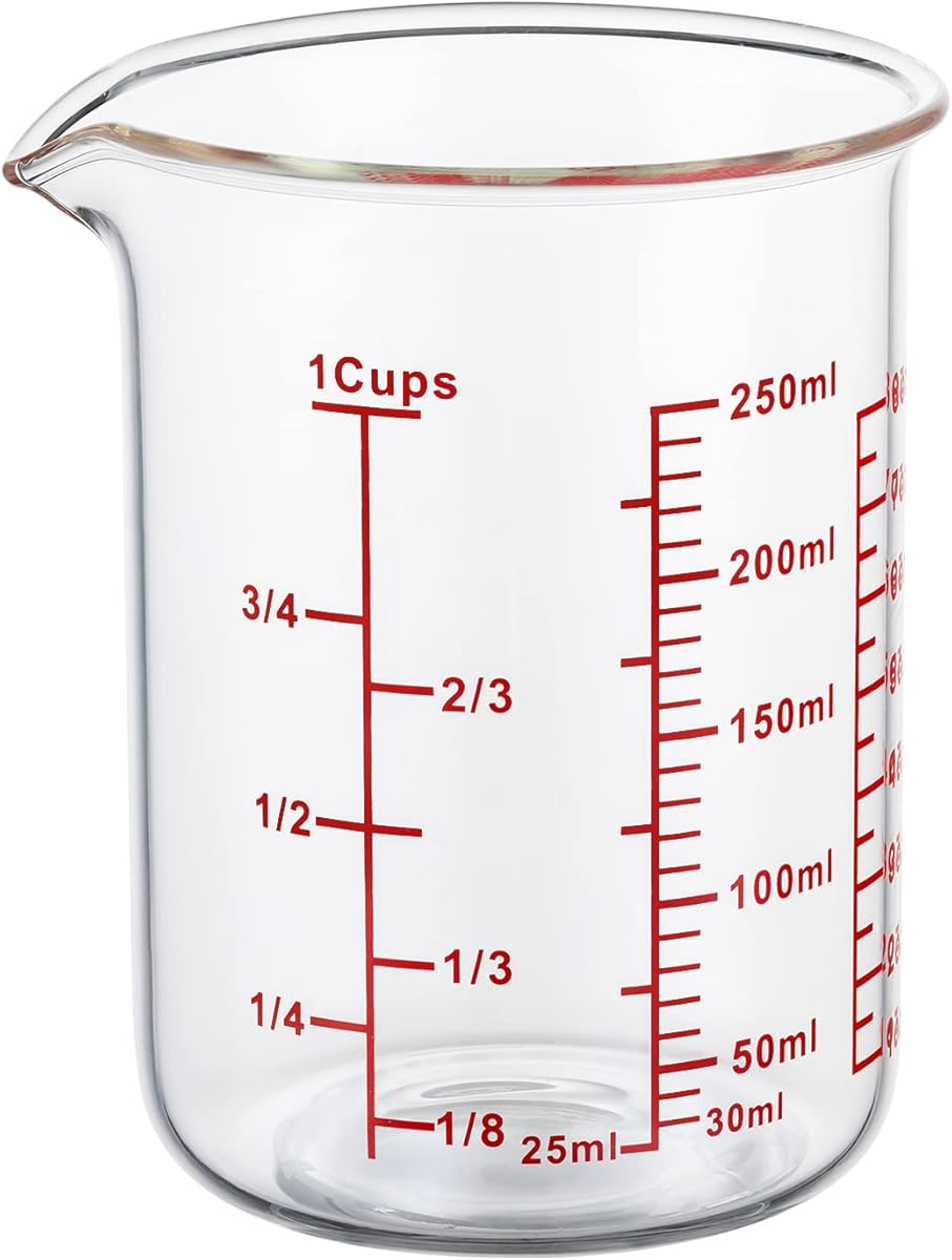 Ackers Glass Measuring Cup 1 Cup,8oz Borosilicate Liquid Measuring Cup with Spout