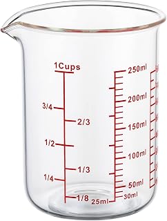Ackers 8oz Borosilicate Glass Measuring Cup with V-Spout - 1 Cup 250ml Heat-Resistant Kitchen Tool