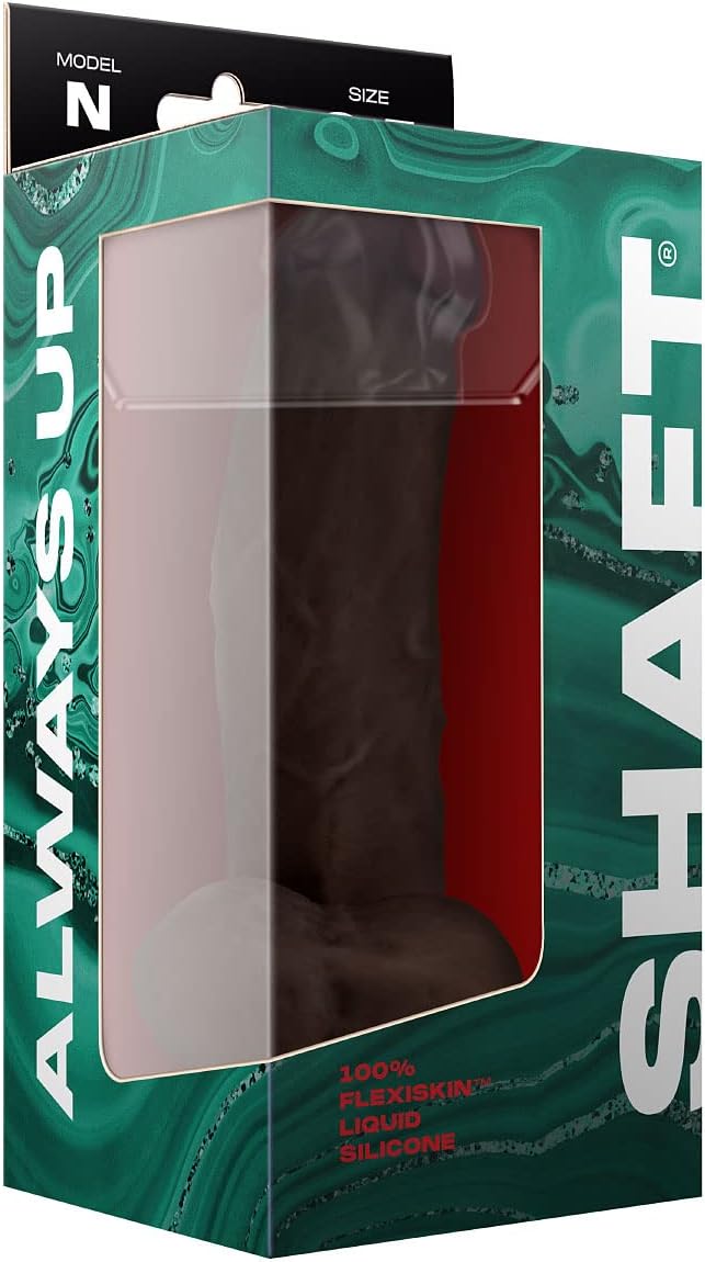 Model N Realistic Dildo with Balls & Anatomical Side Curve - Strap On Suction Cup Dildo - Dual Density Liquid Silicone Sex Toys for Women - Harness Compatible Adult Toy for Couples (8.5" Mahogany)