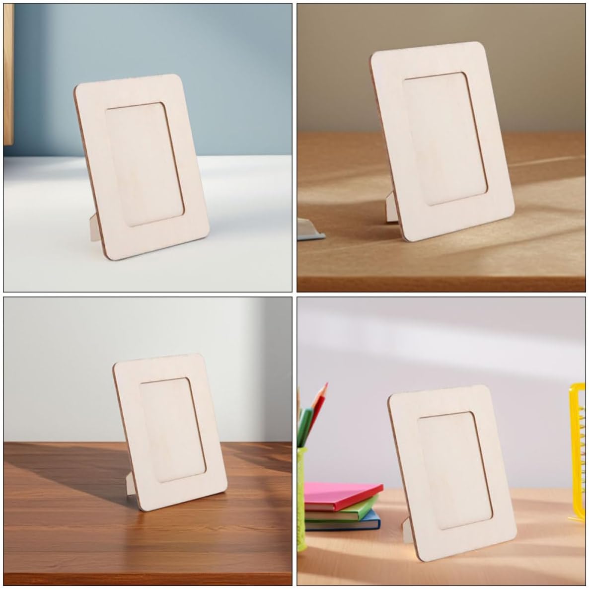 Cabilock Tabletop Wooden Picture Frames 2pcs with Stand for DIY Crafts