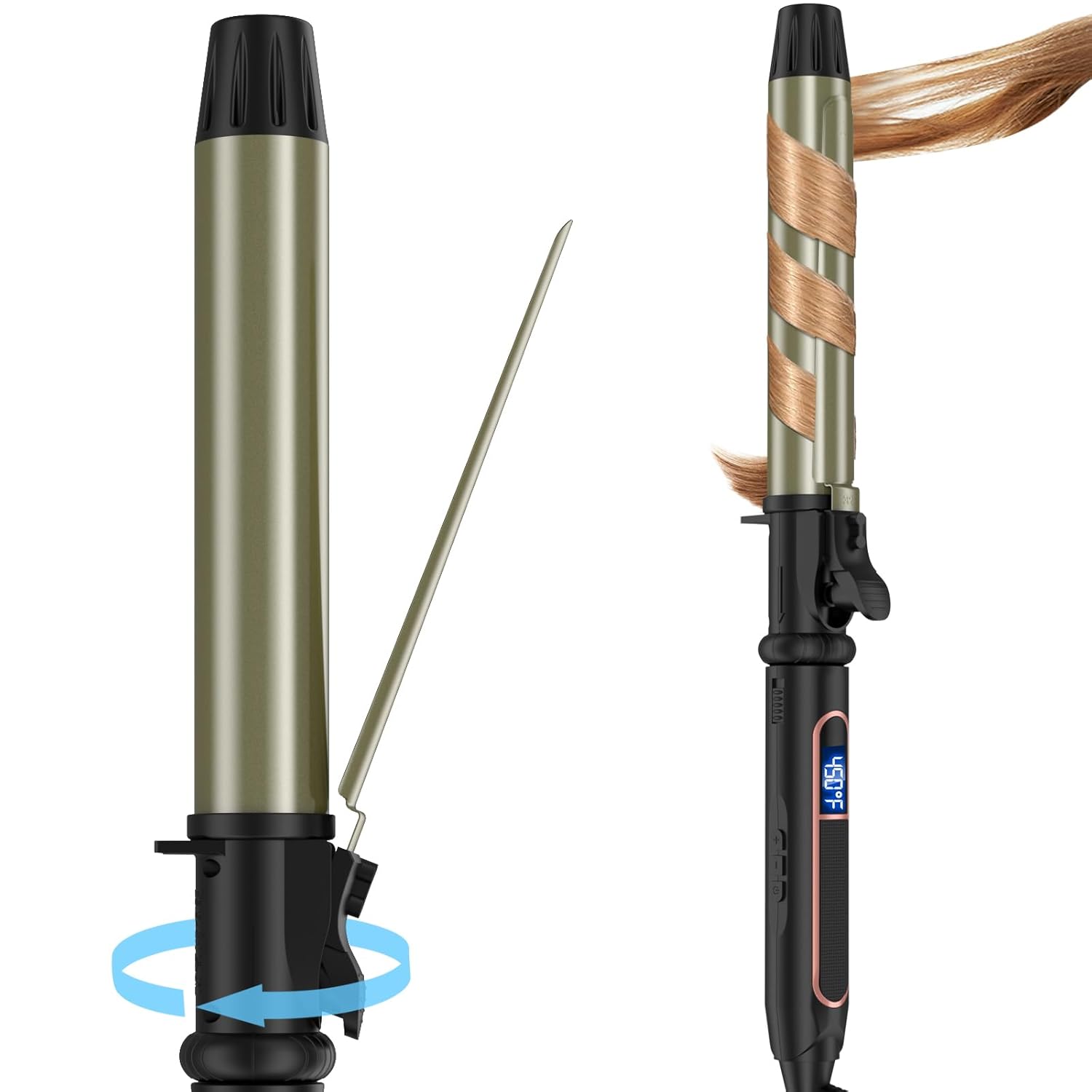 Curling Iron - Professional Manual Salon Rotating 1 Inch Hair Curler Multi-Level Temperature Adjustment Crimper Hair Tool Styling