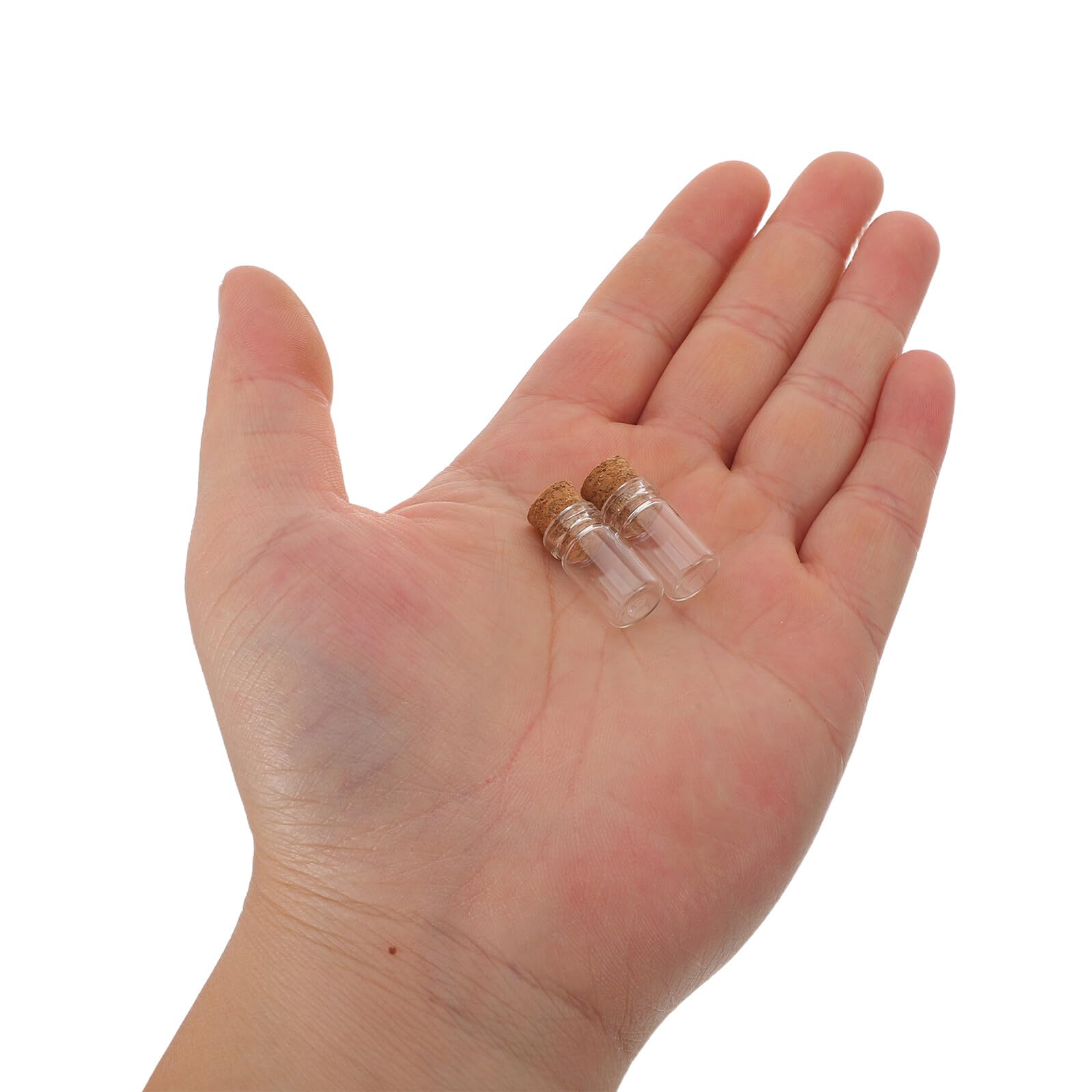 Mini Bottiglie di Vetro con Tappo in Sughero Legno 100 Pezzi da 1ml, Compatte e Portatili per Bomboniere, Fai da Te, Matrimoni e Decorazioni Natalizie