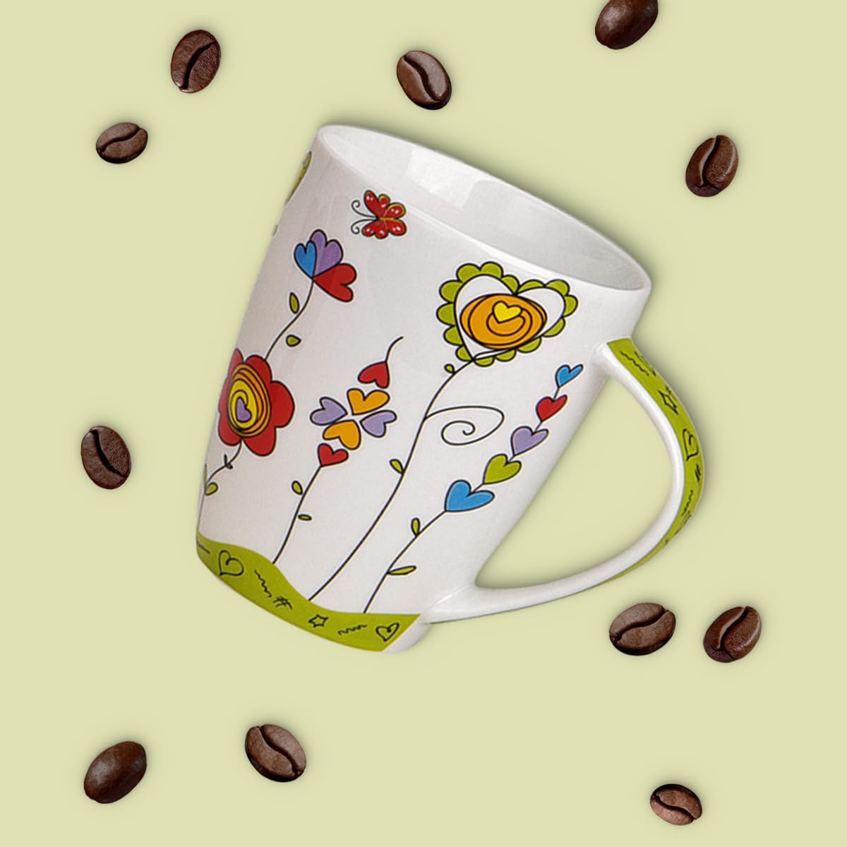 Lot De 2 Tasses Expresso émallées FLEURS émal Vértable Fabr. En