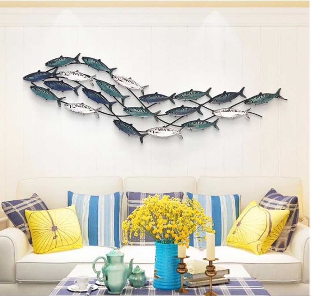 FLYUFO Adornos Pared Metalicos Peces, Hierro Forjado 3D Escultura de Pared de Metal Decorativa decoración Creativa para Colgar en la Pared en 3D para La Decoración del Hogar