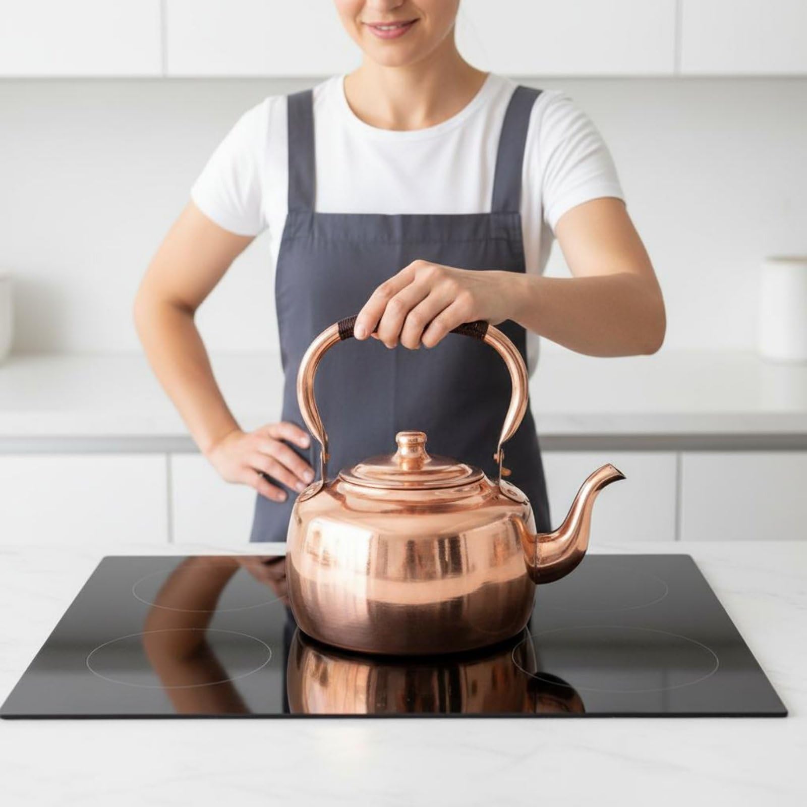 Teekessel aus Kupfer Verdicktes Material, Kupfer-Teekessel für Herd, Kupferkessel Traditionelles Design für Teeliebhaber, Teezeremonie, Restaurant, Speziell für Gasherde, 3L
