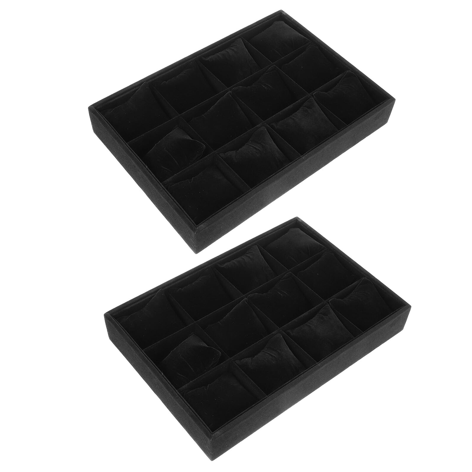 Healvian 2 Piezas Bandeja de almacenamiento de terciopelo Black