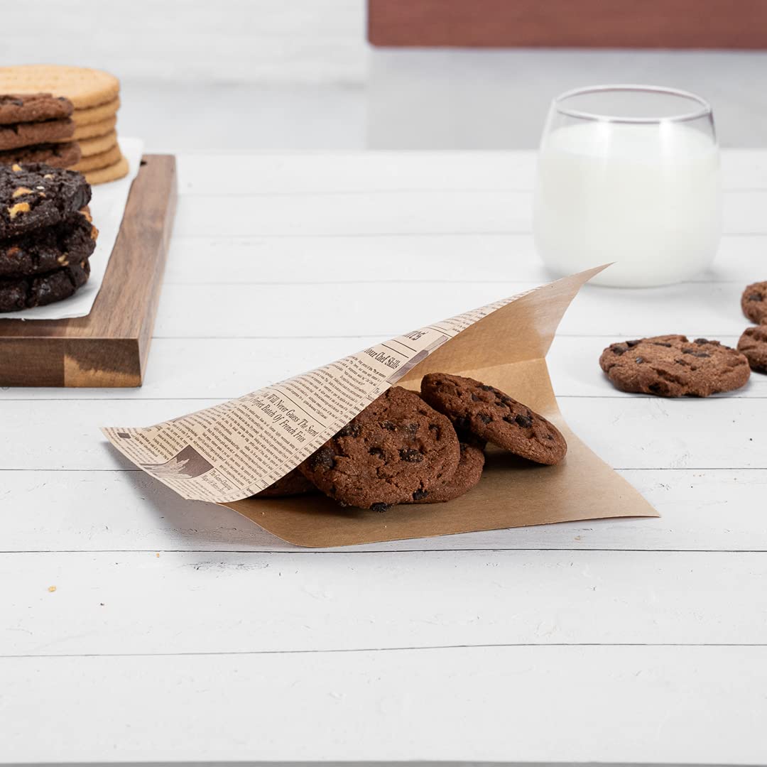Restaurantware Bag Tek 6.25" x 4.75" Double Open Bags 100 Small Deli Paper Sheets - Disposable Greaseproof Newsprint Paper Deli Wrap Liners For Snacks Cookies And More