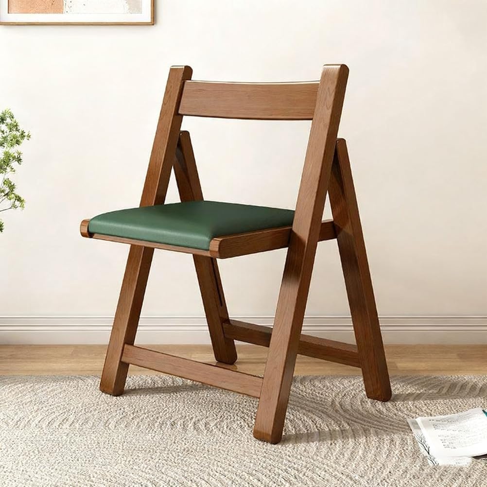 BK&MF Portable Wood Folding Chairs, Dining Chairs with Back Support and PU Padded Stackable Event Chair Armchairs for Living Room Home Use,B,19x18.5x26.4