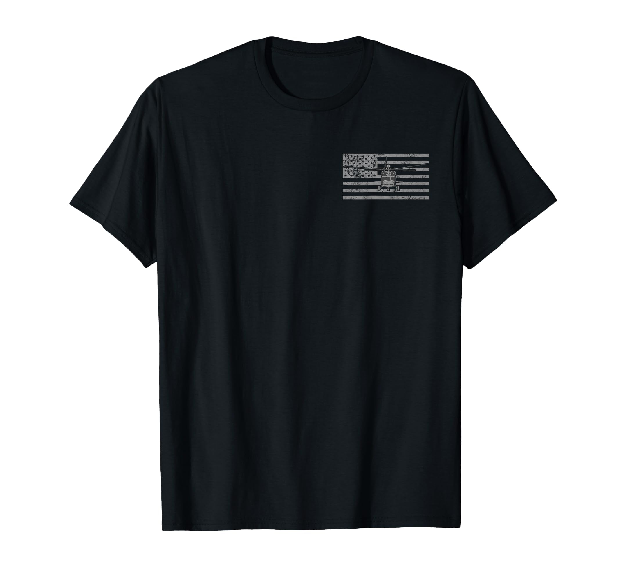 UH-60 Black Hawk Helicopter Vintage Flag 2-Sided Tee T-Shirt