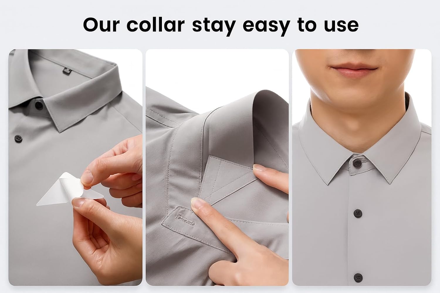 Collar stay, Collar Shaping Stickers, shirt collar stays, No Curl Collar Support, polo shirt collar support, Collar Stays for Men's, collar stiffeners for polo shirts (60 PCS)