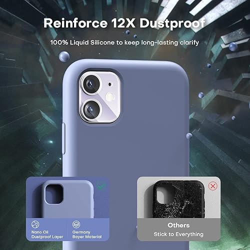 Miniatura 6 de TOCOL Funda delgada de silicona para iPhone 11 de 6.1 pulgadas, ajuste preciso, antideslizante, protección contra caídas, color gris lavanda