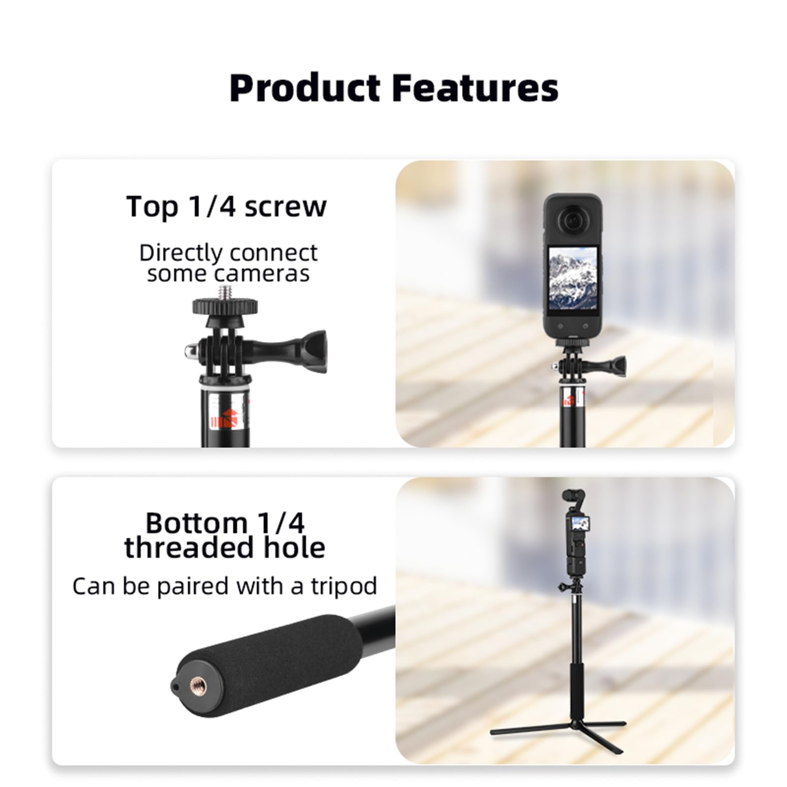 Treppiede Estensibile Selfie Per DJI OSMO Pocket 3/Action 4 - Fino A 138cm - Foto 3