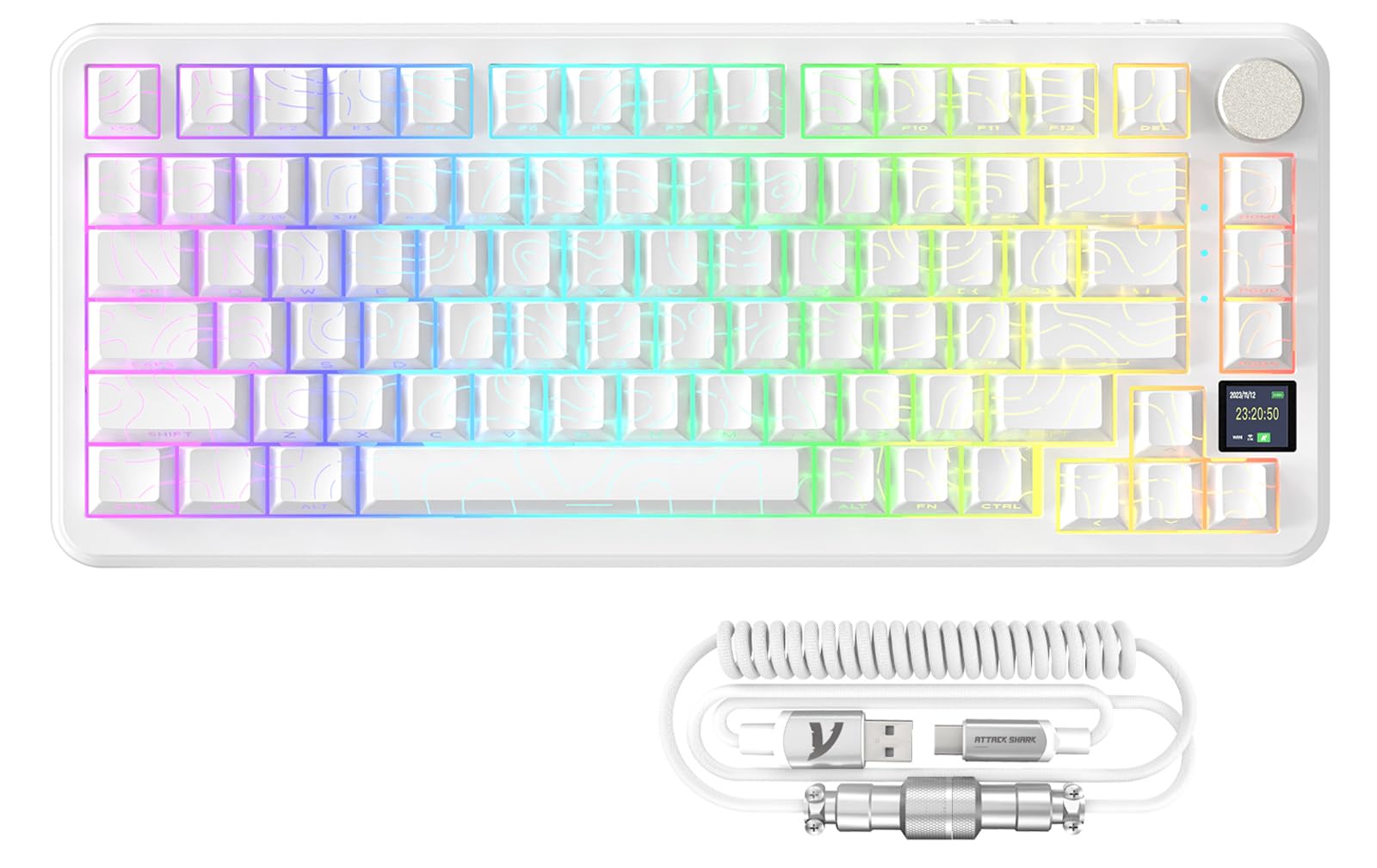 ATTACK SHARK X85PRO keyboard with key features highlighted