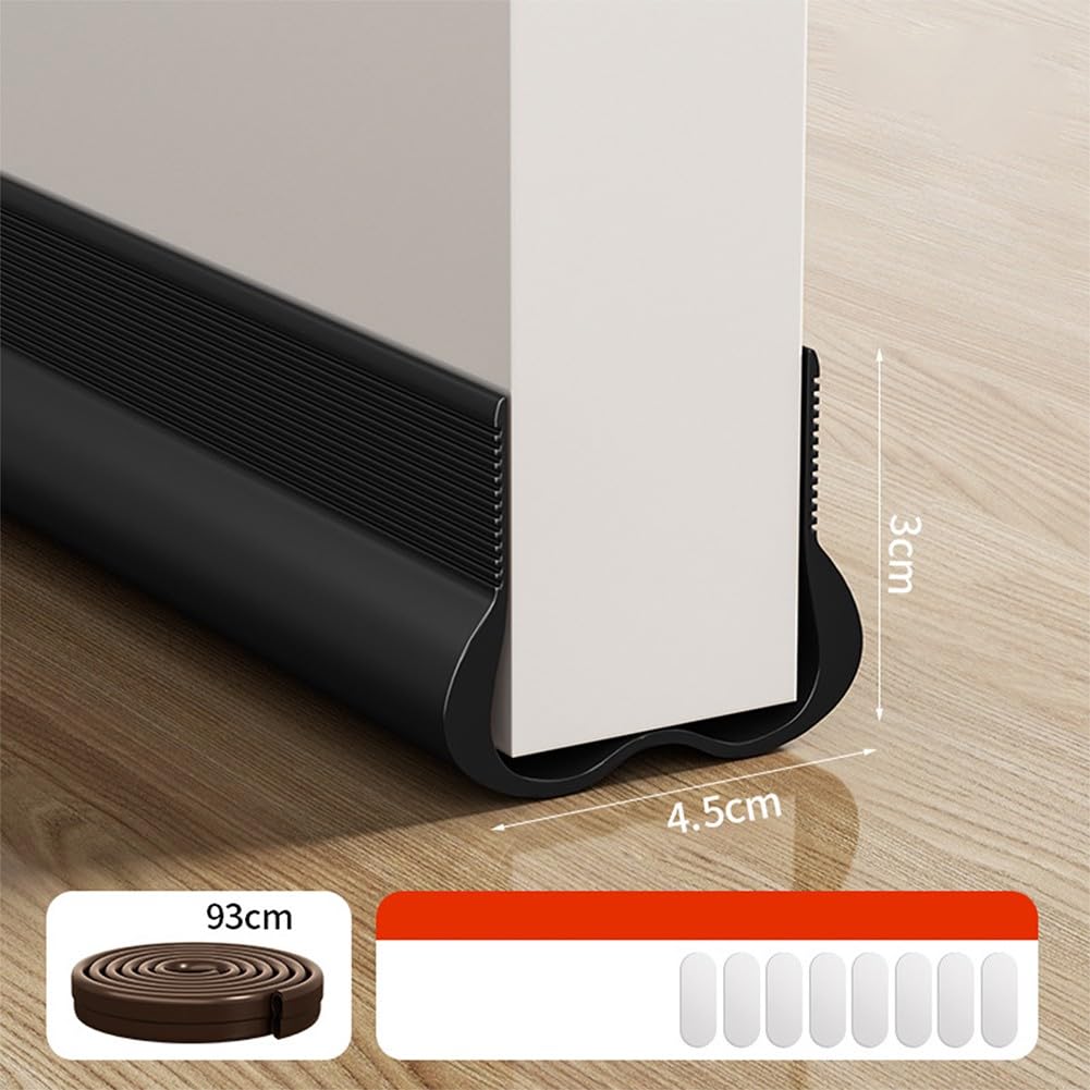 Boudin De Porte En PVC Flexible Pour Bas De Porte - Bande D'étanchéité Sous La Porte - Anti-intempéries - Bloque Le Bruit (noir