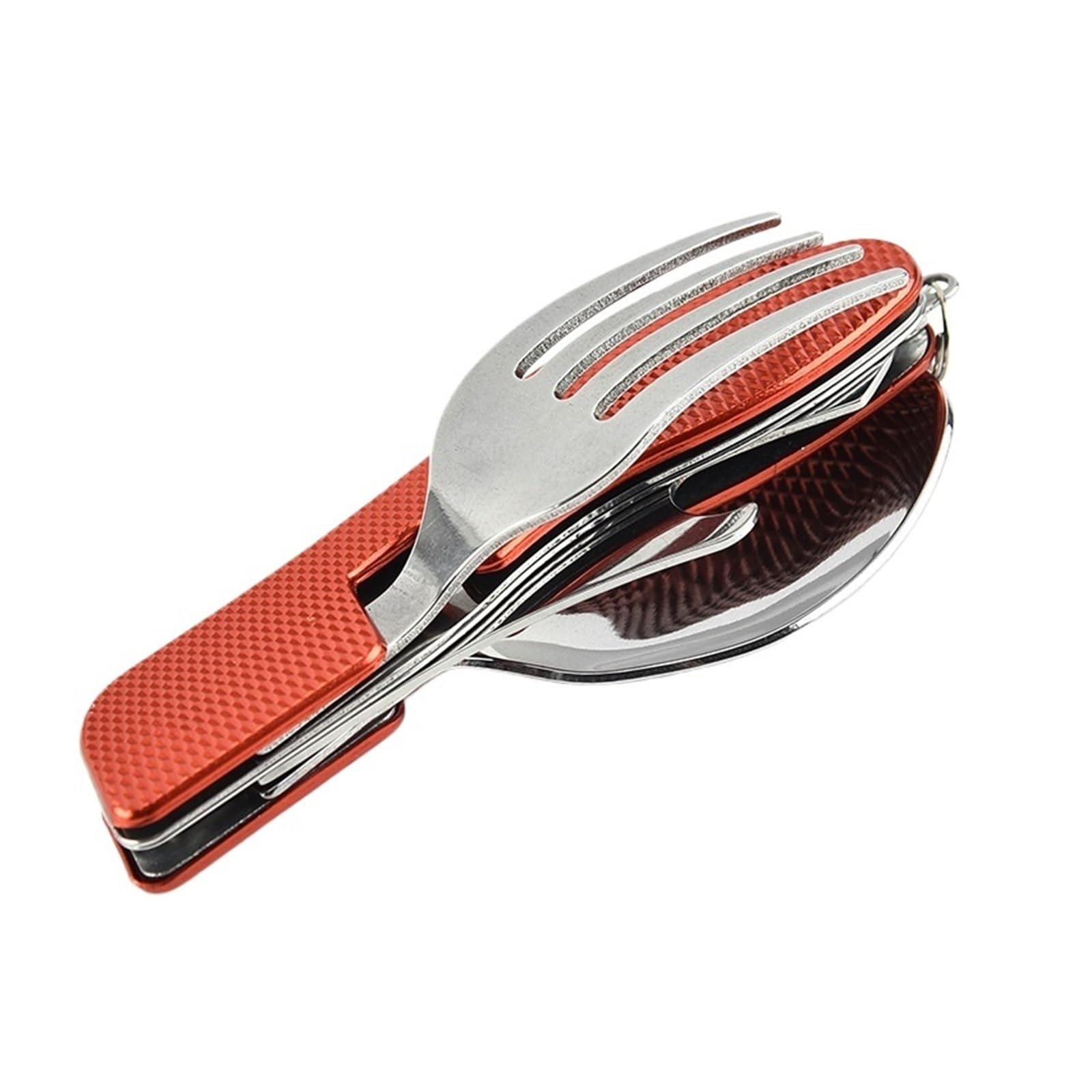 Wzptlkibad Red Foldable 4 In 1 Outdoor Cutlery, Fork Spoon Opener