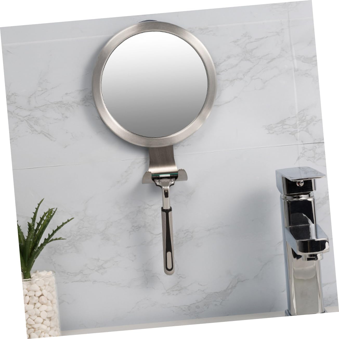 Anti-Fog Shower Mirror Round Bathroom Mirror No Punch Installation Fogless Design for Shaving and Grooming Style