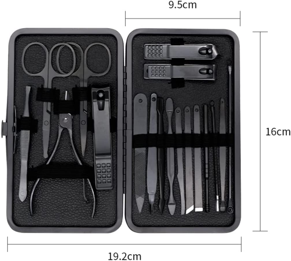 Kit de manucure pédicure kit de soins des pieds professionnel Kit de manucure coupe-ongles outils ménage 18 pièces en acier inoxydable oreille cuillère coupe-ongles ciseaux Kit pour outils de manucur