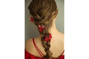 FXmimior Bridal Wedding Red Flower Headpiece