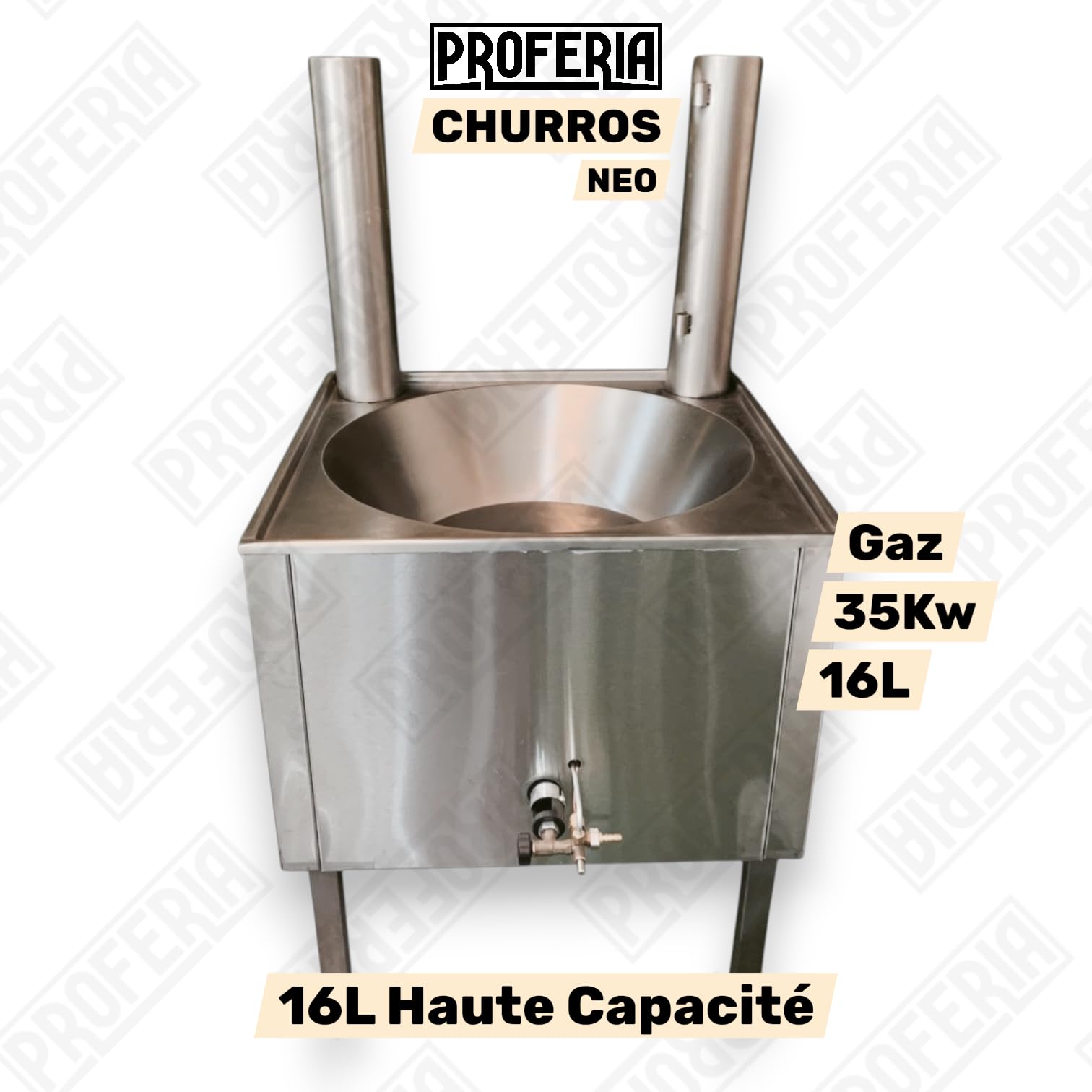FRITEUSE À CHURROS PROFESSIONNELLE AU GAZ – 16L – 35KW – PROFERIA