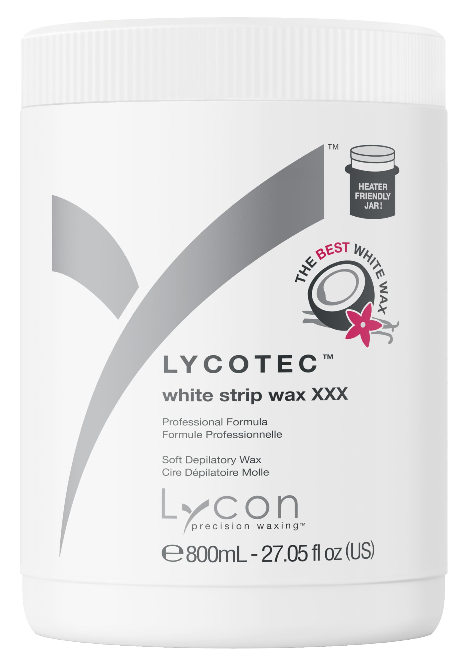 Lycon Lycotec White Strip Wax for Hair Removal, Soft Wax for Fast and Precise Use Over Larger Areas, Professional-Grade Soothing Formula, Suitable for Sensitive Skin, 800ml