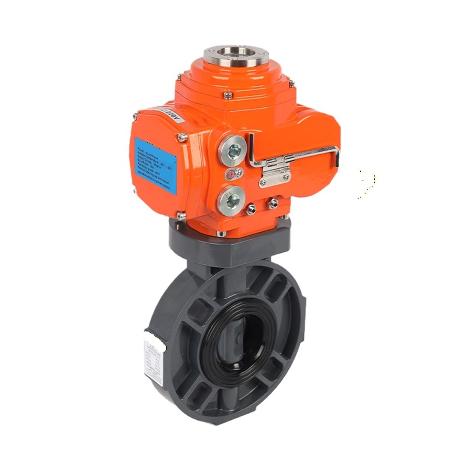 Válvula de mariposa con actuador eléctrico, brida plástico, apertura/cierre, protección IP67, DN50-DN200, CA 230 V, for medios agua, gas y petróleo