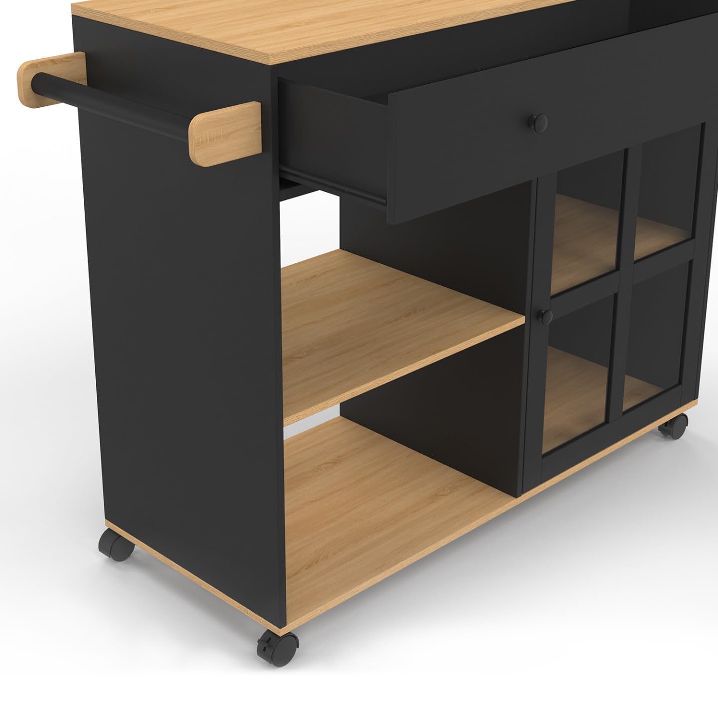 IDMarket - Desserte de Cuisine Achille XXL Noir et Bois