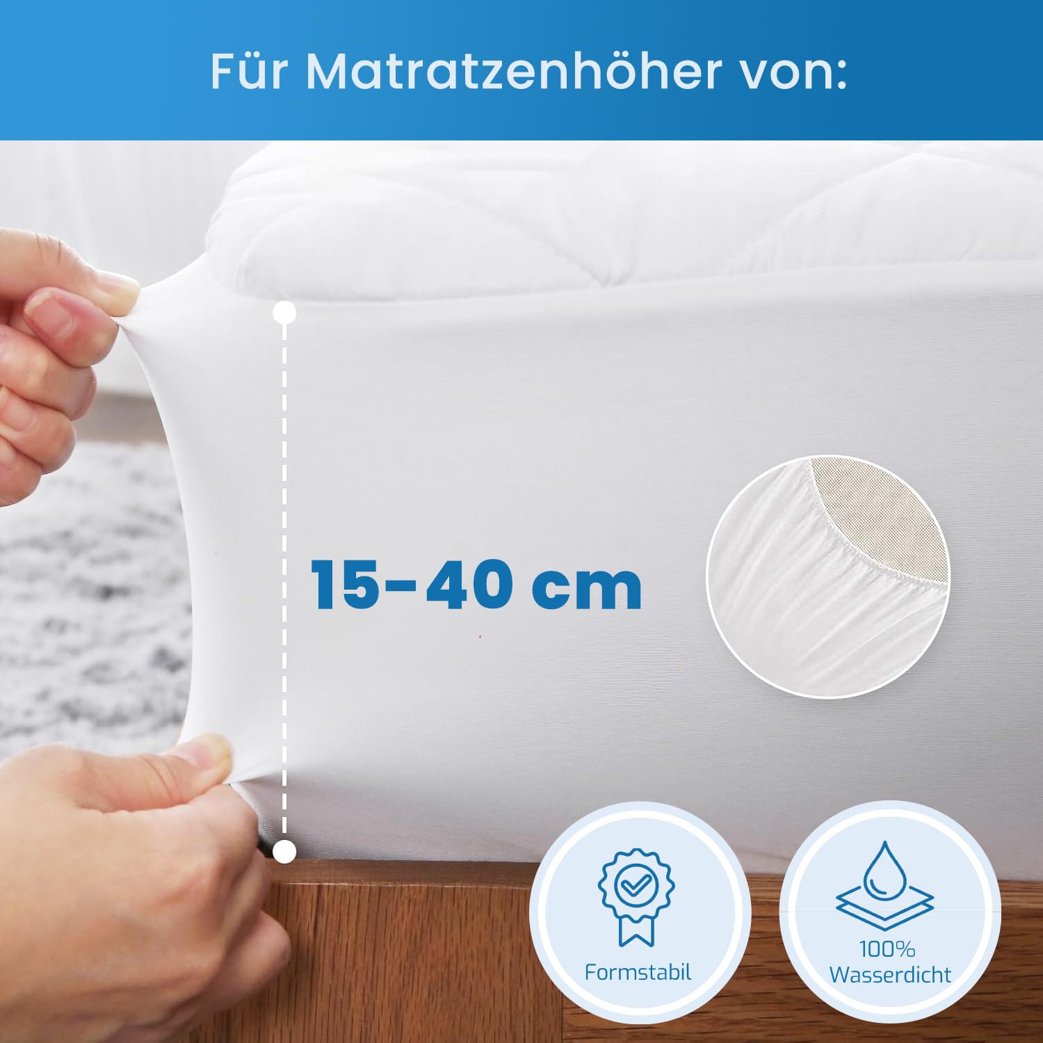 Livessa Gesteppte 200x220 Matratzenauflage wasserdicht, Weicher Mikrofaser-Matratzenbezug, Wasserdichter Matratzenschoner, Gesteppter Matratzenschoner dehnbar bis zu 30 cm (Weiß)