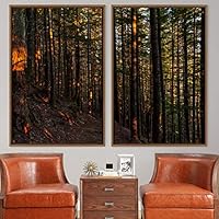 2 Piece Framed Canvas Wall Art Rustic Woods Canvas Prints Home Artwork Decoration for Living Room,Bedroom - 16