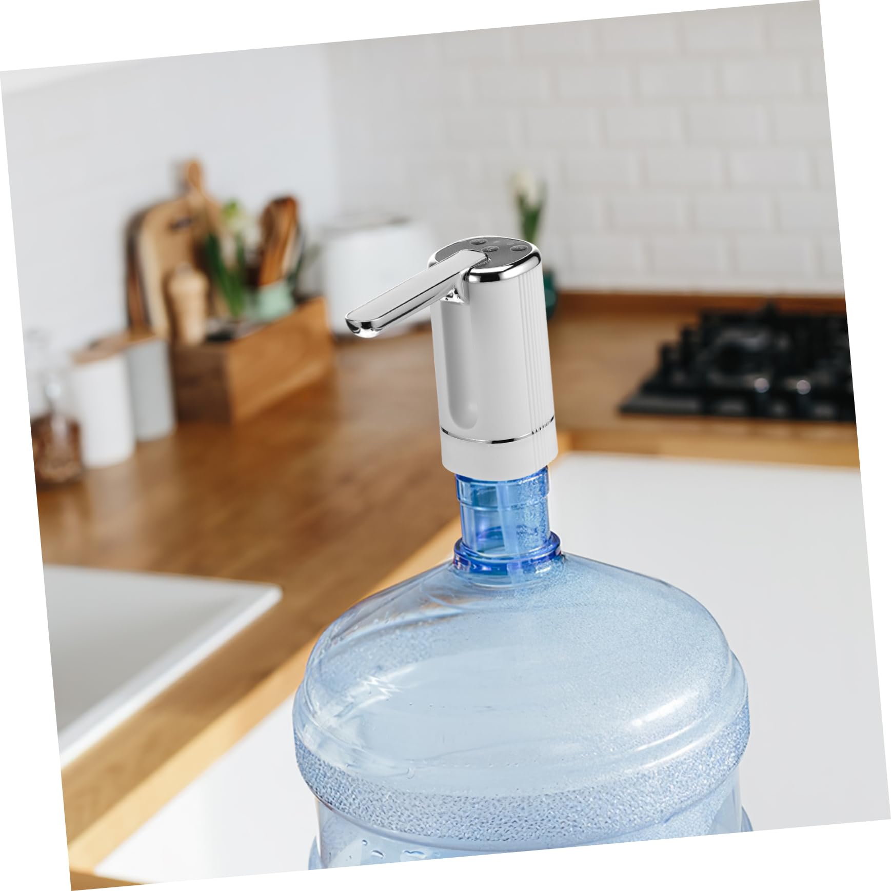 UKCOCO 5pièces Pompe à Eau Électrique Pliable pour Distributeur Eau Pratique pour Maison Le Camping Bureau Niveaux De Dosage Couleur Blanche Argentée