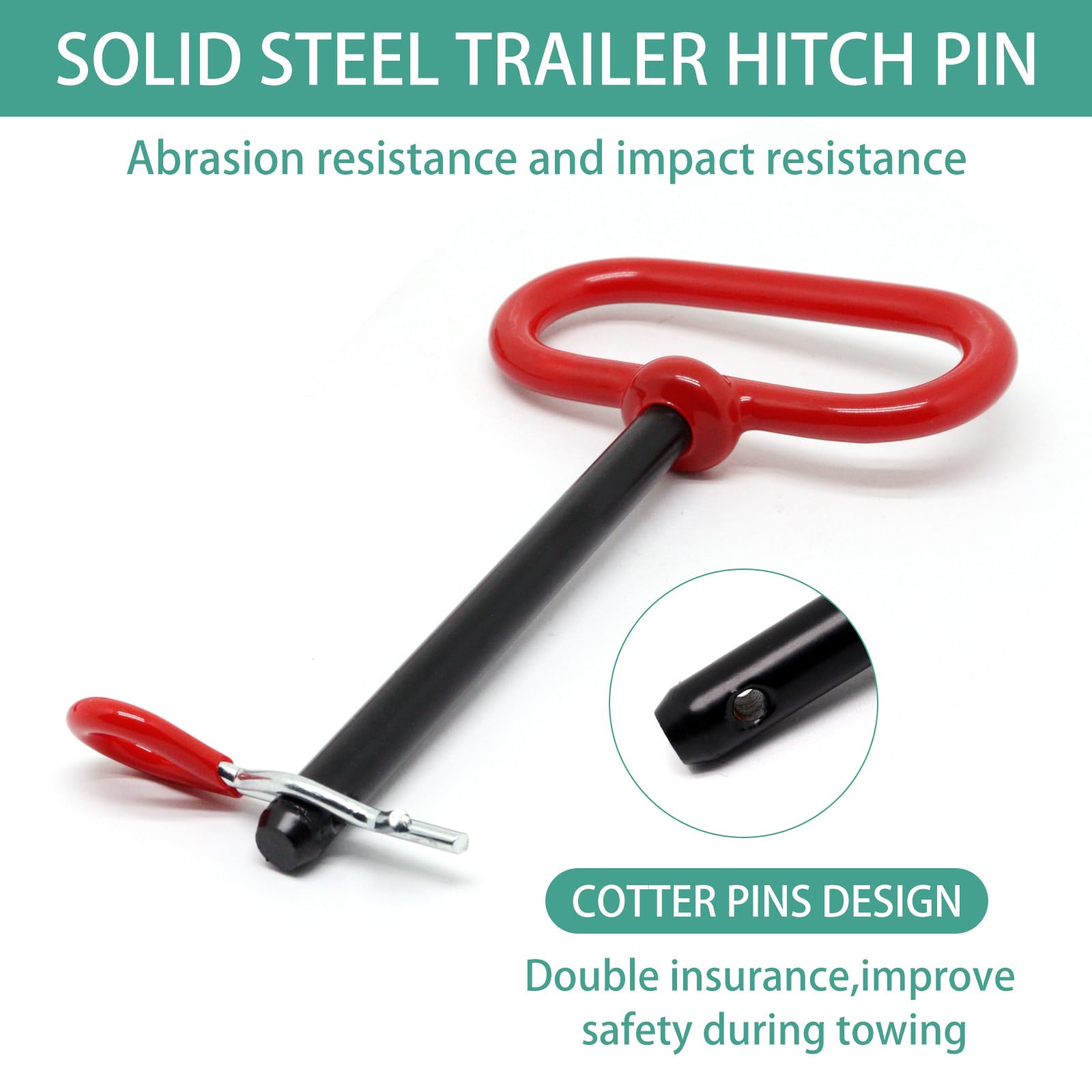 Perno di traino da 5/8 x 5-3/4", 2 perni di traino per rimorchio, perno e clip per gancio di traino per trattore, maniglia rossa, perno per cancello del rimorchio, perni per trattore per