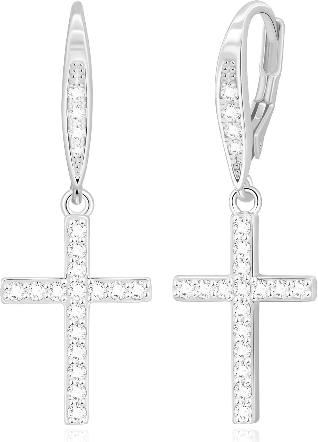 FSLEAD 14K Gold Earring Cross Waterdrop Butterfly Heart Knot Earrings for Women Gold Silver Cross Leverback Drop Gold Silver Teardrop Hoop Dangle Earring White Gold Dangle Drop Earring