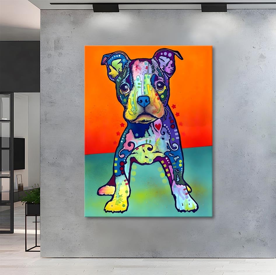 Amazon.co.jp: アートパネル ボストンテリア 犬 W50cm H70cm
