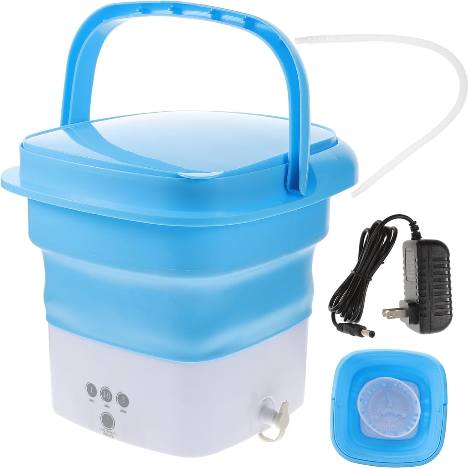 Portable Foldable Washing Machine with Built Copper Motor High-speed Hand Scrubbing Simulation Detachable Drain Basket Timer Touch Screen for Travel Camping Apartments