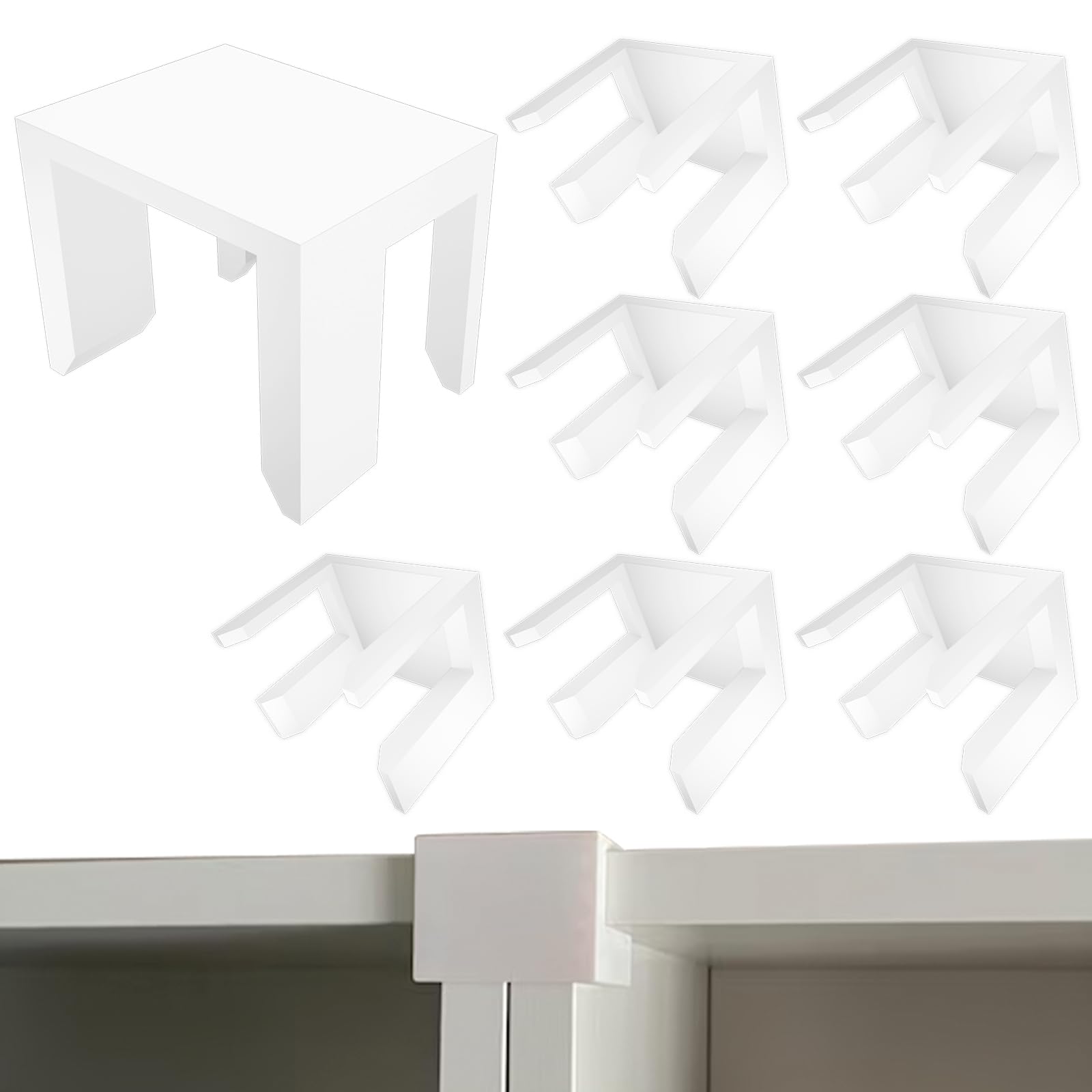 8 Pcs White Bookcase Connector, Bookshelf Aligner Shelf Straightener, Bookshelf Top Aligner, Bookshelf Alignment Clip, Compatible with IKEA Billy Bookshelf, for Keeping The Bookshelf Tidy