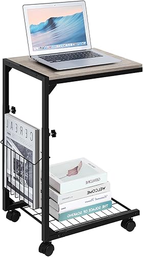 Miniatura 8 de FAGIGY Mesas de altura ajustable en forma de C, mesa auxiliar de mesa C para sofá, mesas de sofá que se deslizan por debajo, mesa auxiliar de sofá