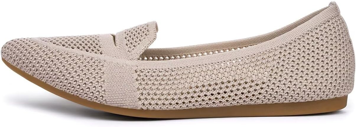 Women's Pointed Toe Penny Loafers | Dressy Ballet Flats for Women | Knit Mesh Slip-on Loafer Shoes | Comfortable & Lightweight