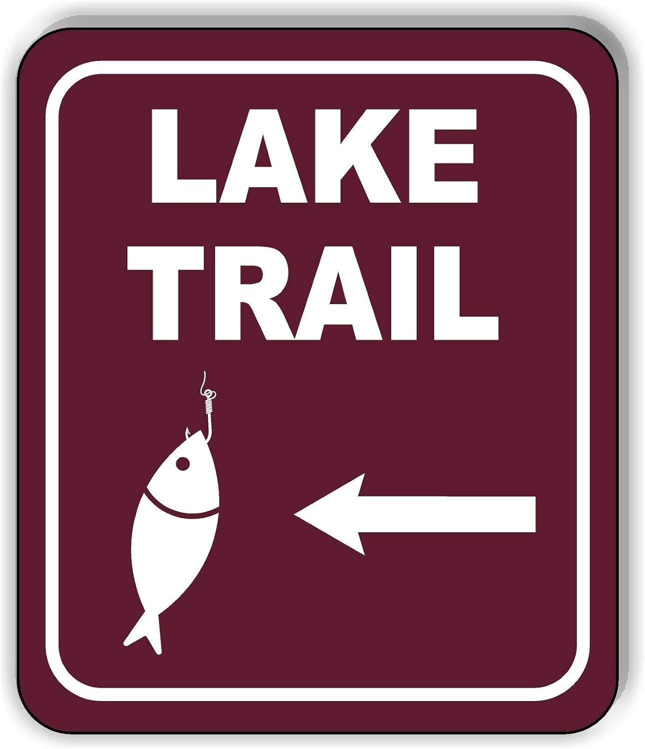 LAKE TRAIL DIRECTIONAL LEFT ARROW CAMPING Aluminum Composite Outdoor Sign 20" x24"