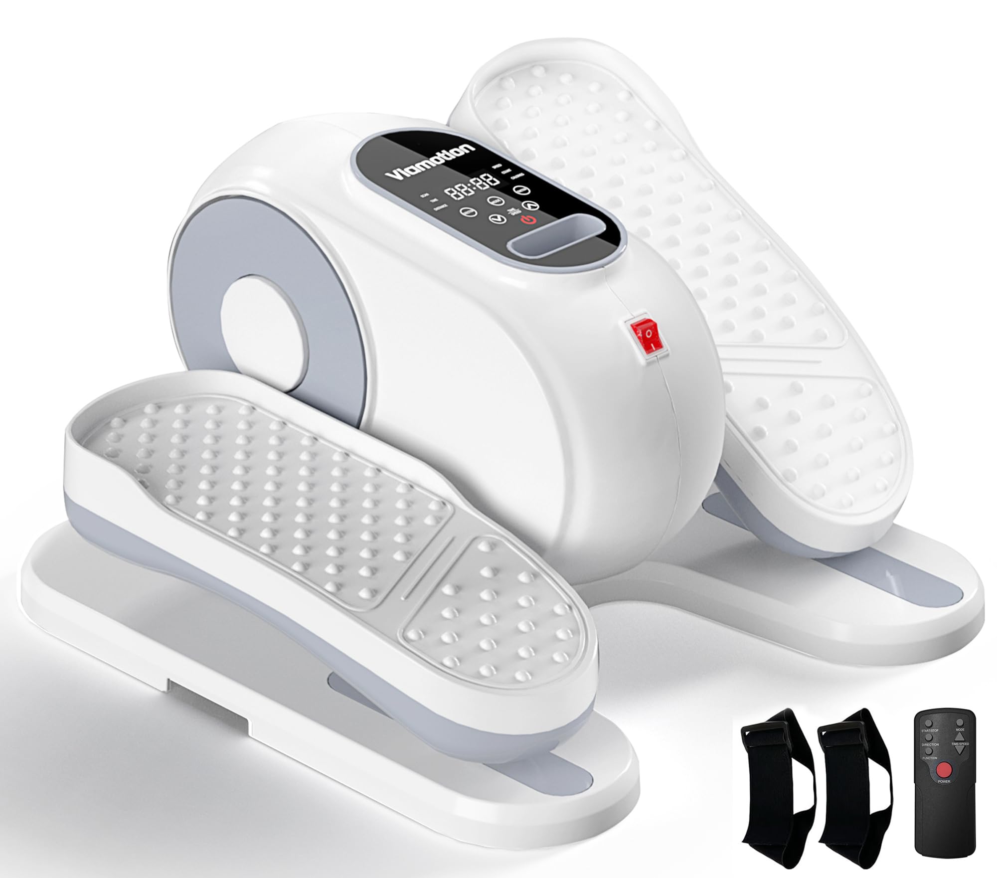 Under Desk Elliptical Machine, Leg Exerciser as Seen on TV While Sitting for Senior with Remote Control, Portable & Quiet Pedal Exerciser with 12 Adjustable Speed, White