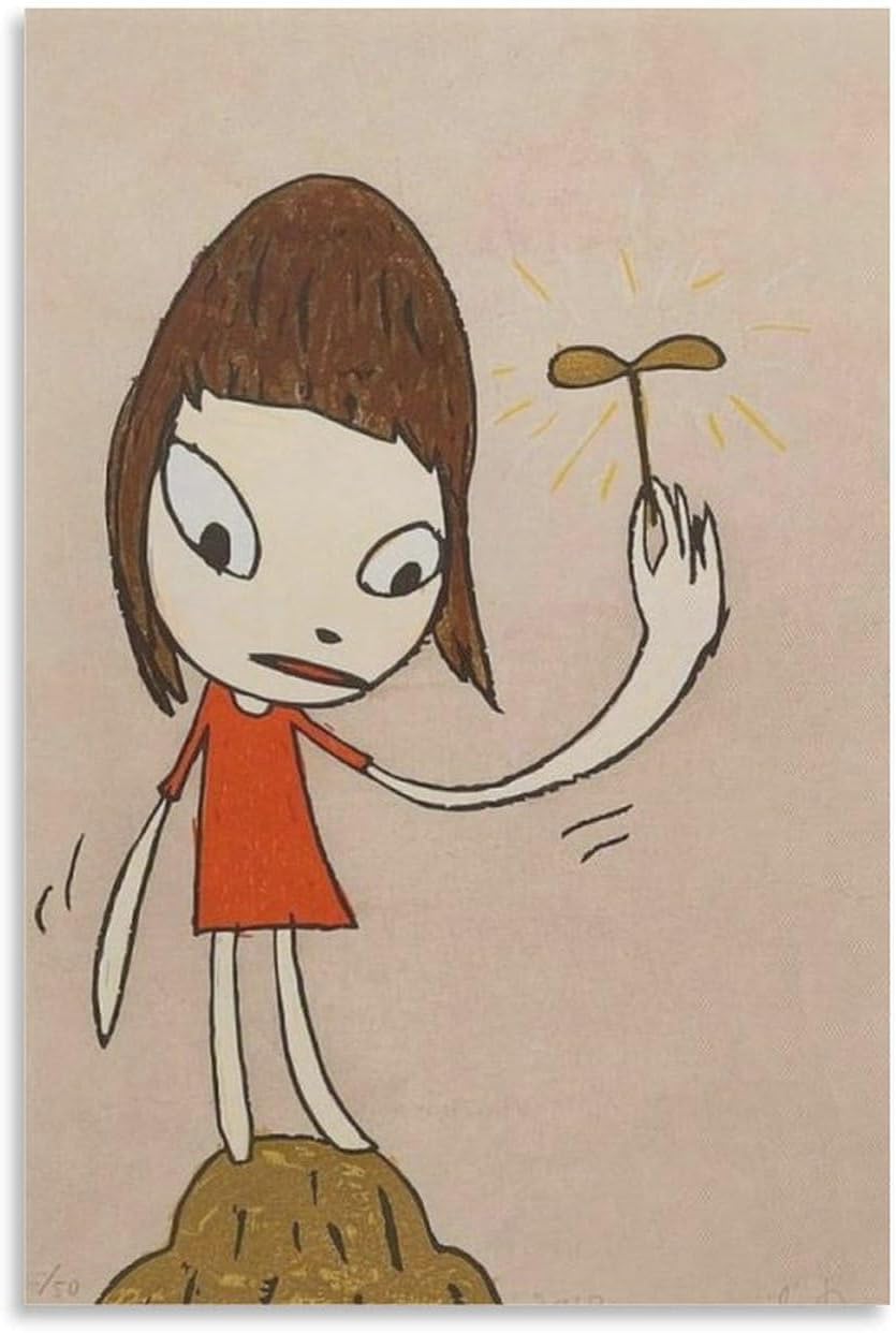 ZZYGGN GMGSW Yoshitomo Nara Posters Illustration Doll Canvas Painting Yoshitomo Nara Wall Art Cartoon Prints Modern Picture for Room Art Decor 16x20in Unframed