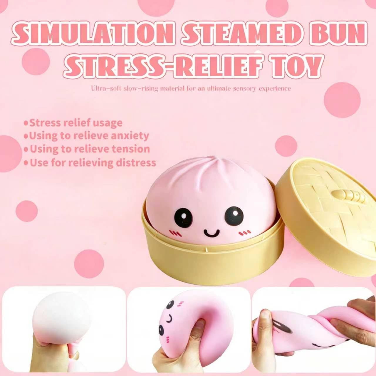 1PCS Giant Dumpling Squishy Toy, Mystery Box Style Soft Squeeze Fidget Toy, Cute Dumpling Sensory Stress Relief Toy for Adults & Kids, Desk Decor Gift (Pink)