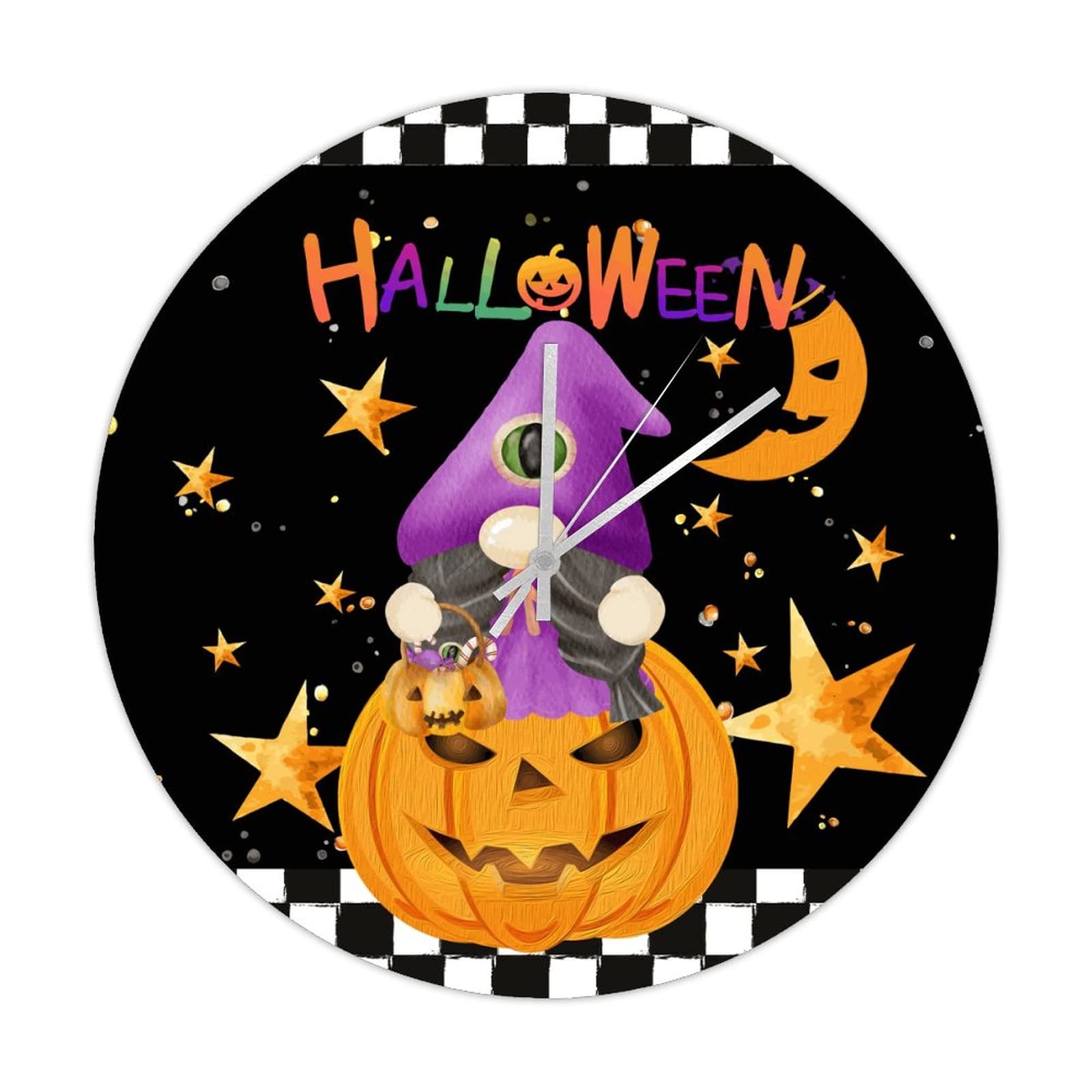 Horloge murale sans tic-tac en bois grand format 38cm style Halloween