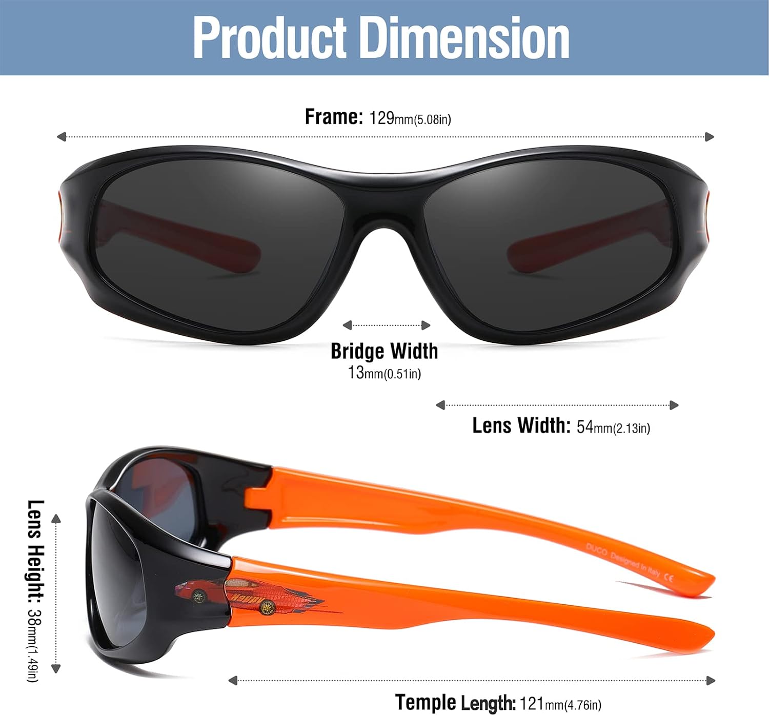 DUCO Kids Sunglasses Boys Girls Sports Polarized Sunglasses Youth Baseball for Kids UV Protection Age 6-10
