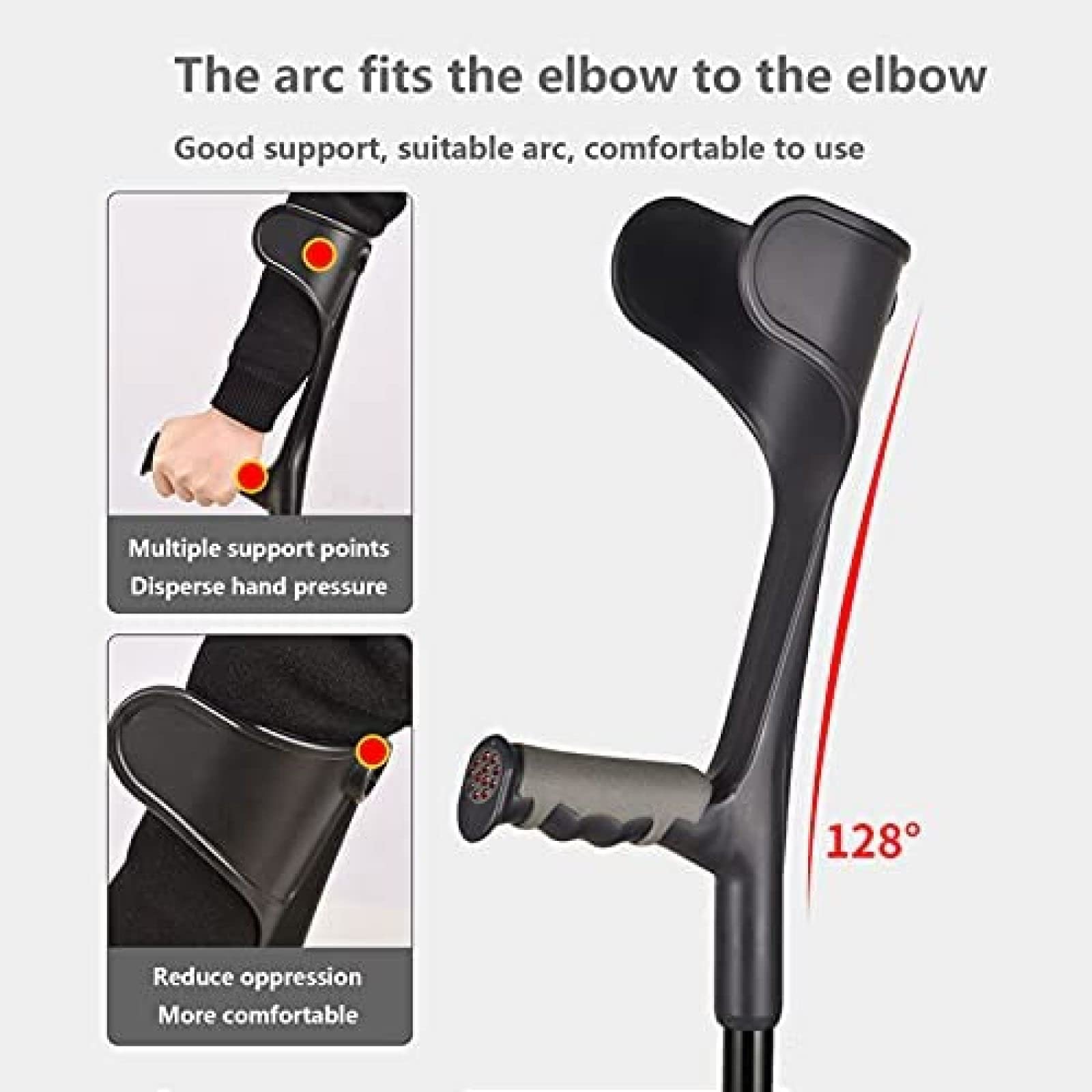 Muletas de rehabilitación plegables para ancianos, muletas ergonómicas de aluminio antideslizantes con soporte para el brazo