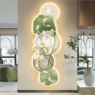 SMGCEHC Large LED Wall Art Decor, 3D Visual Effects Hanging Wall Sculpture, Plug-in Power Supply, Chinese Wall-Mounted Decorative Painting for Living Room Bedroom Entryway Office(A,15.7''x47.2'')