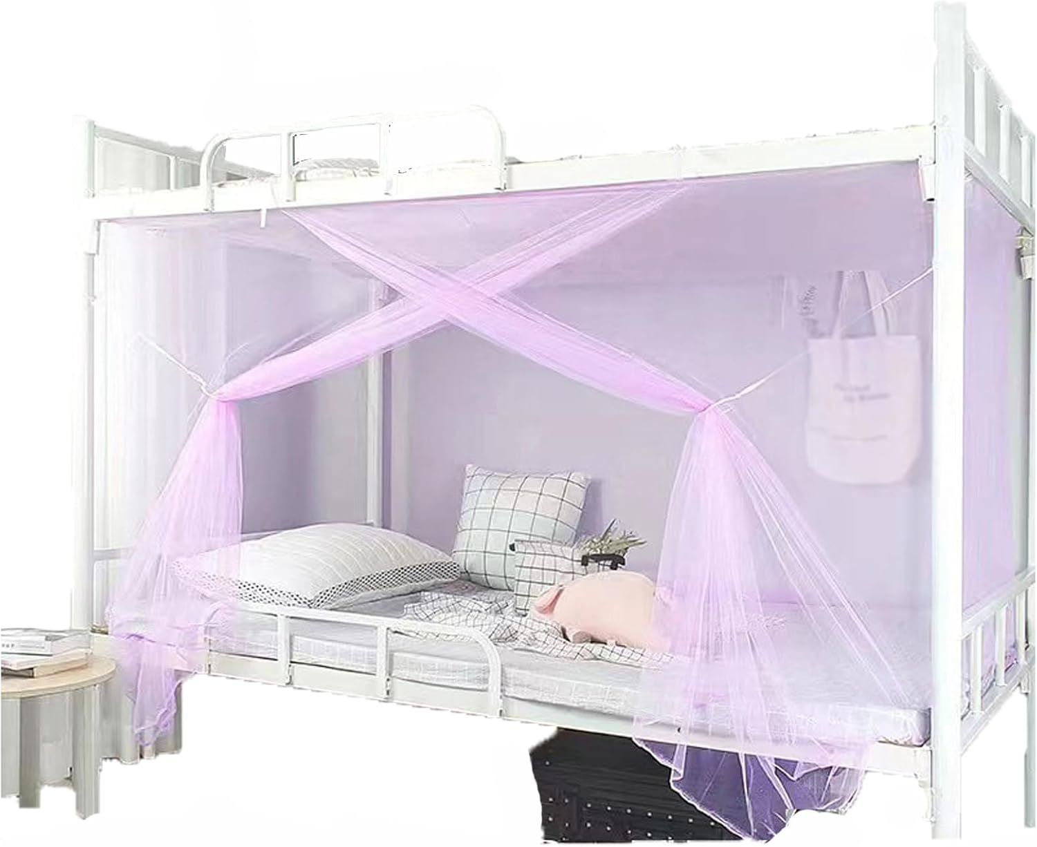 Portable Student Mosquito Netting Dormitory Net Bed Canopy Hanging Bed Curtains Reducing Light Easy Installation for Full Queen King Size Bed Breathable