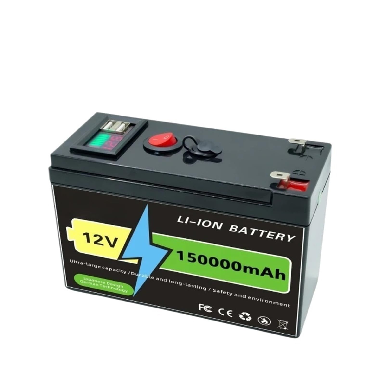 60AH Stessa batteria al litio ferro fosfato da 12 V di grande capacità Batteria di resistenza for accumulo di energia esterna da 150 Ah(1PC 80AHcharger)