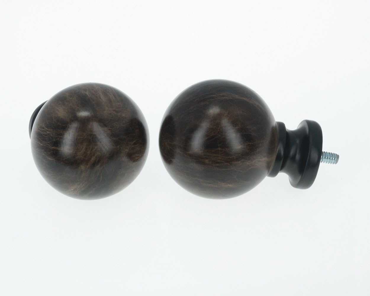 Meriville 1-Inch Diameter Window Treatment Curtain Rod, Black Marble Ball Finial, 28-inch to 48-inch Adjustable, Black