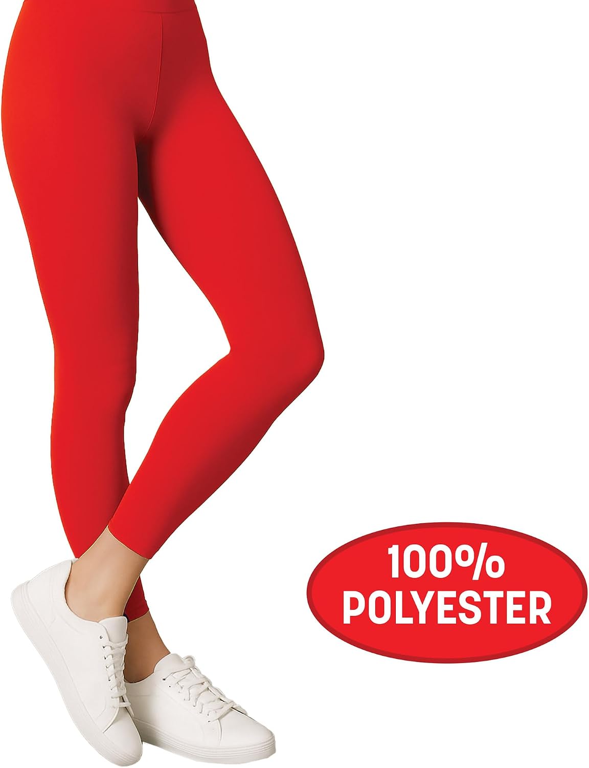 Beistle Red Footless Tights – Adult Stretchy Polyester Costume Leggings, Solid Color Tights for Halloween Costumes, Stage Performances, Themed Events, Outfit Photo Booth Styling & Event Wear