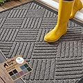 Gorilla Grip Original Durable Rubber Door Mat, 29x17, Heavy Duty Doormat, Indoor Outdoor, Waterproof, Easy Clean, Low-Profile Mats for Entry, Garage, Patio, High Traffic Areas, Gray Diamond
