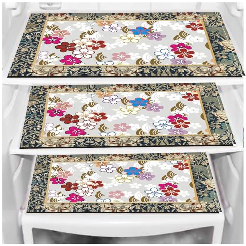 DakshyaIndustries Pack of 3 PVC Printed Fridge Mat/Refrigerator Mat (Pink&Beige) DakshyaIndustries Pack of 3 PVC Printed Fridge Mat/Refrigerator Mat (Pink&Beige)
